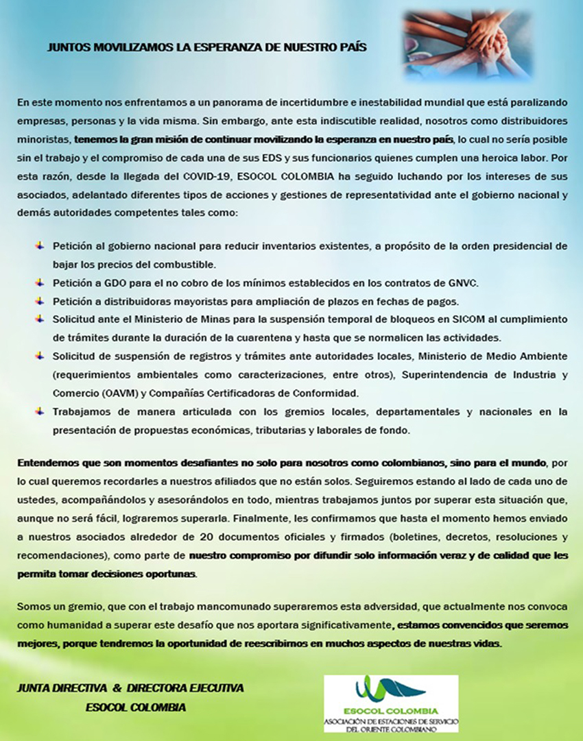 MENSAJE DE SOLIDARIDAD Coyuntura Covid 19