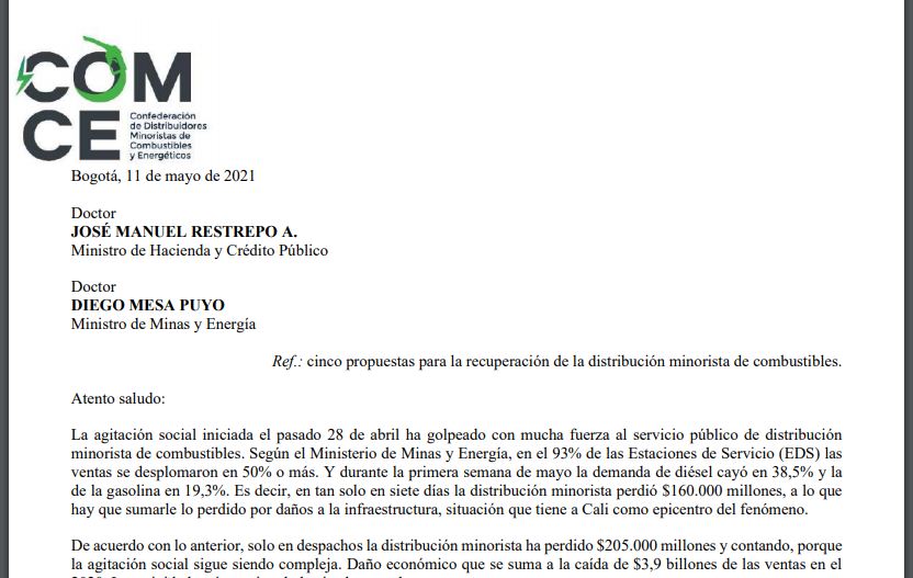 COMCE propuestas para la recuperación de la distribución minorista de combustiblesJPG