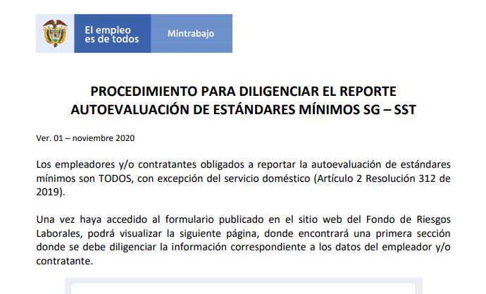 Procedimiento para diligenciar el reporte autoevaluación SG STT