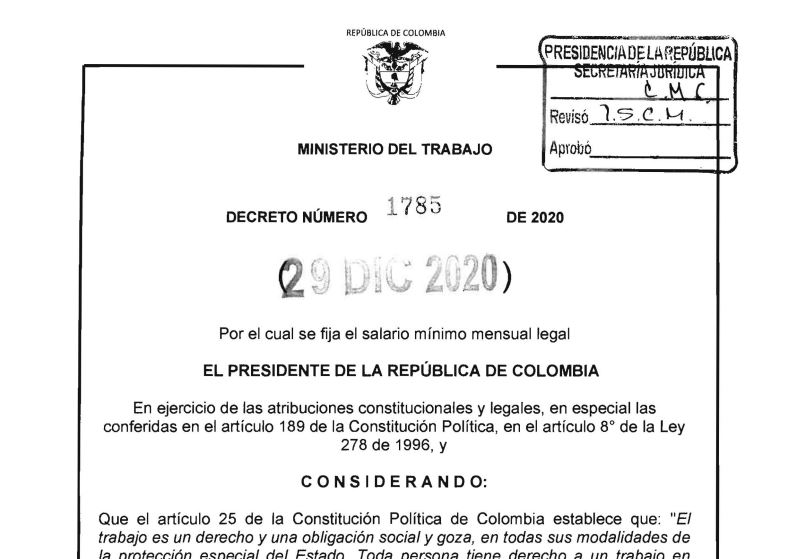 portada decreto 1785 mintrabajo 29 de dic