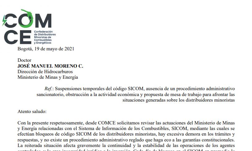 solicitud comce SICOM 20mayo